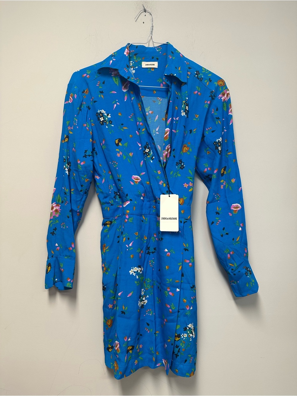 Zadig & Voltaire Bright Blue Floral Long-Sleeve Dress